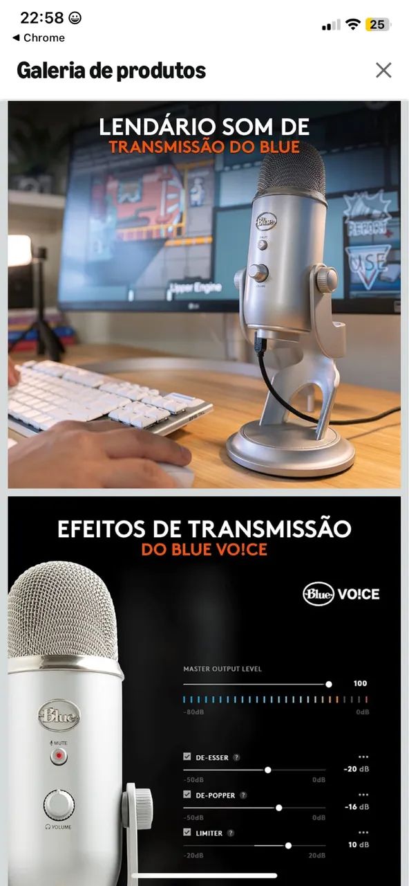 Microfone Condensador USB Logitech for Creators Blue Yeti428513158905866244