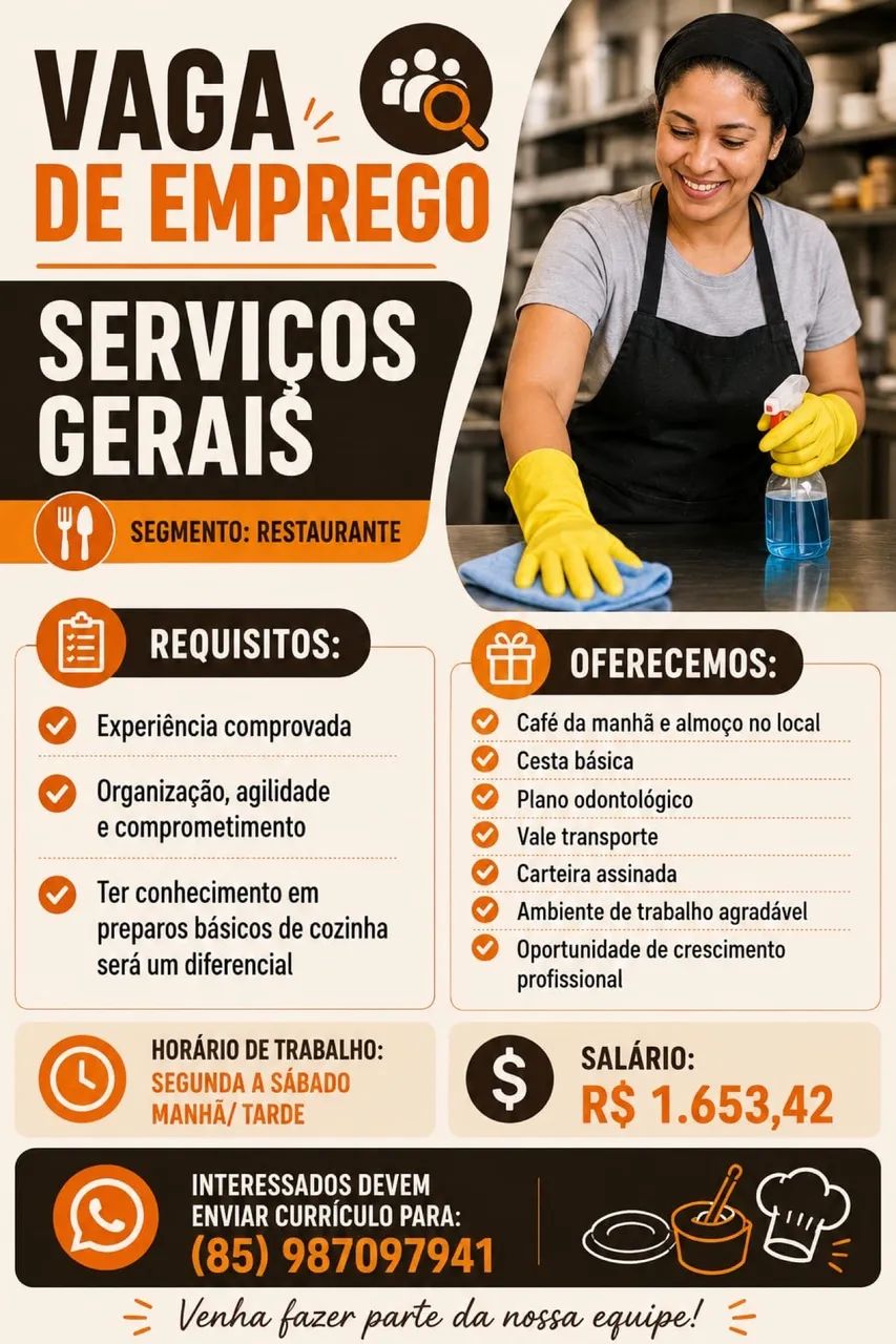 Vaga Auxiliar Serviços Gerais