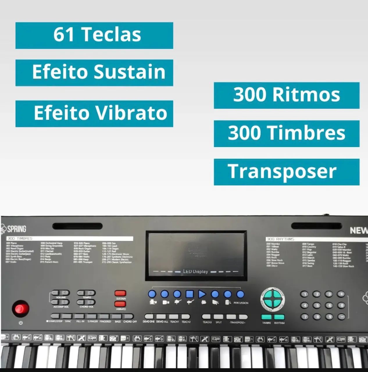 Teclado elétrico spring new tc 161 - Foto 4
