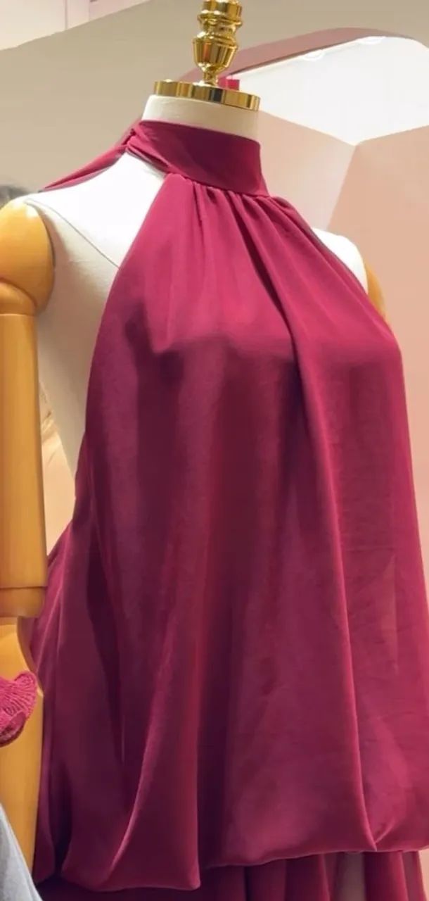 Blusa Fluida Vinho G - Foto 4