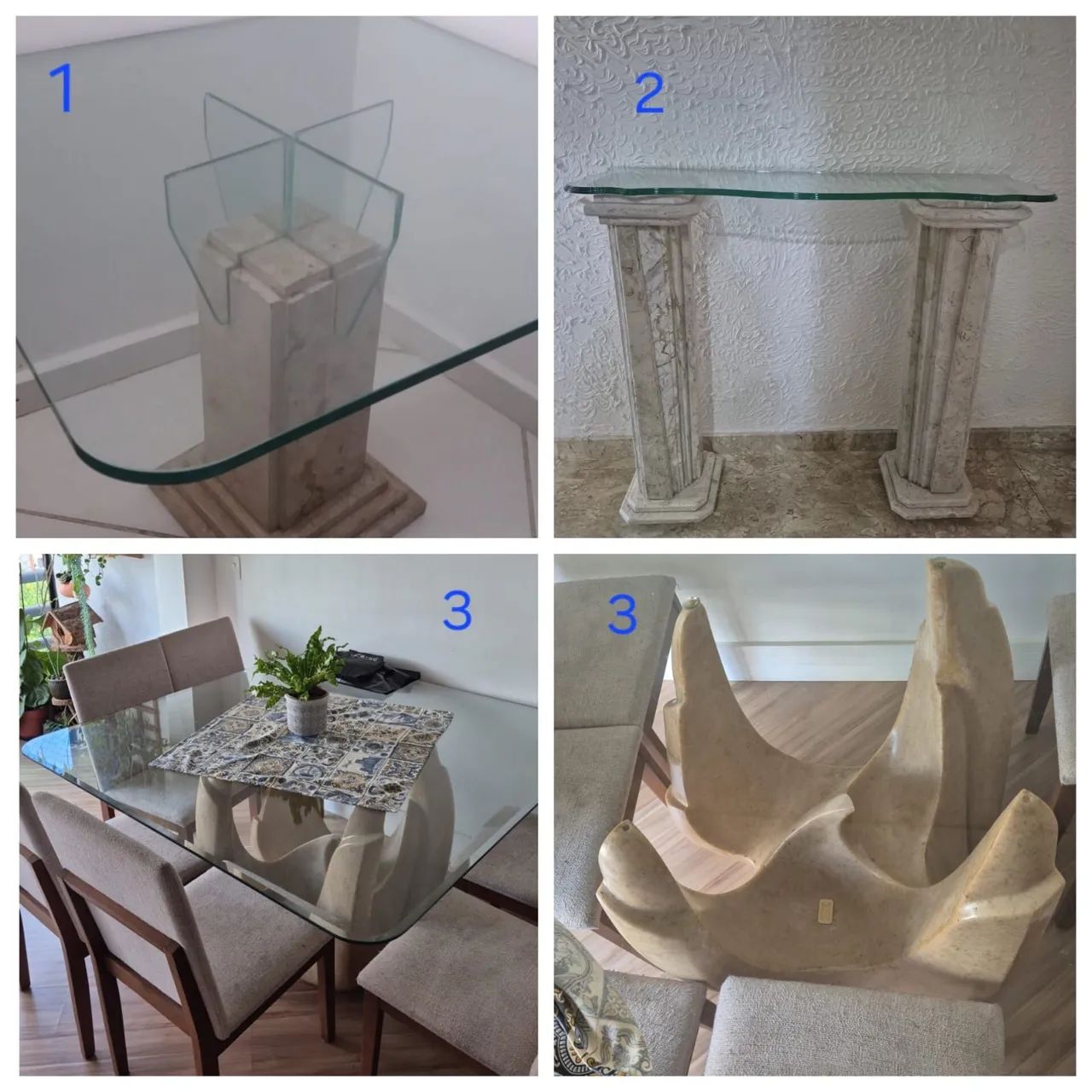 Mesa para 8 cadeiras com base Rústica e vidro temperado - Foto 4