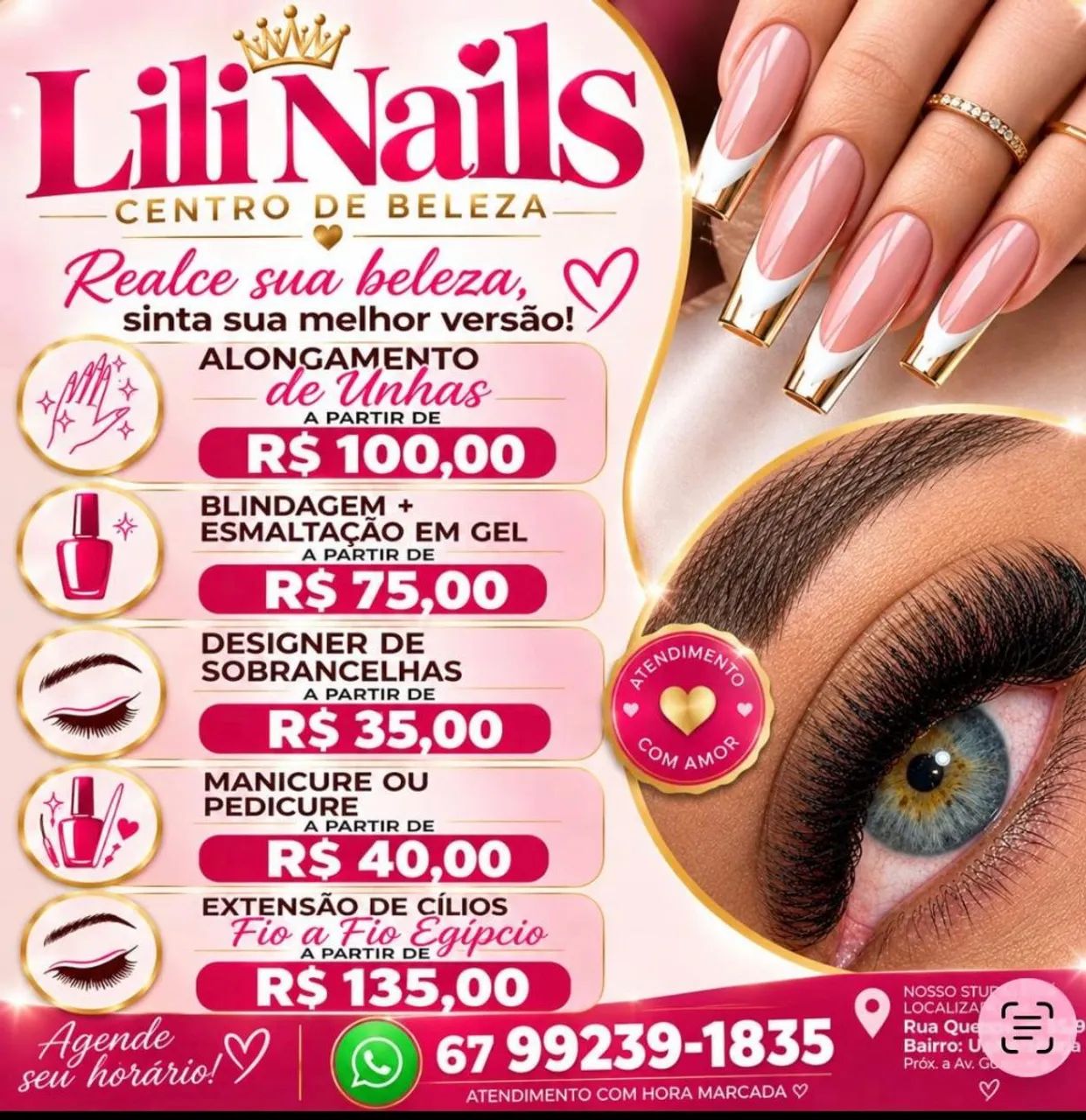 ALONGAMENTO UNHAS EXTENSÃO CÍLIOS 