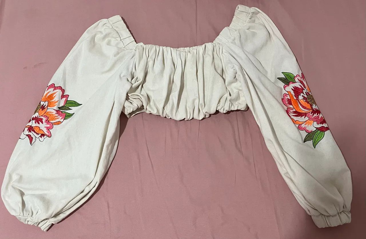 Cropped linho tam M