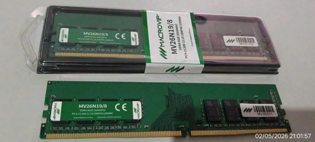 Desktop RAM Memory DDR4 8GB 2666MHz - MACROVIP (2 units available)