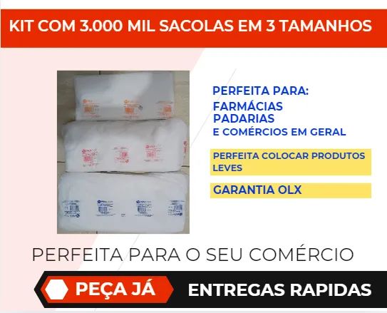 SACOLAS FINAS - KIT COM 3000 MIL SACOLAS