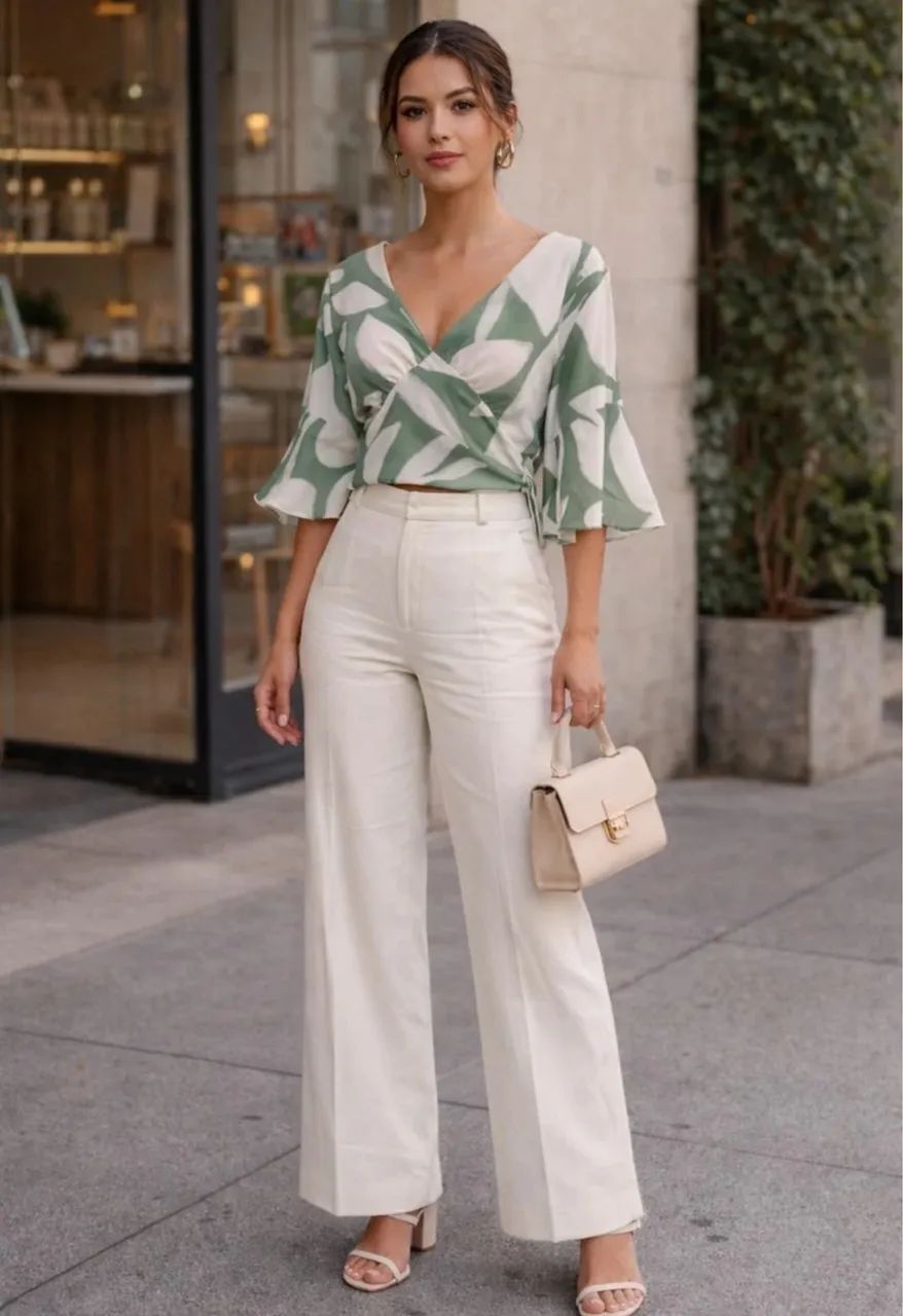 Blusa verde e branco 