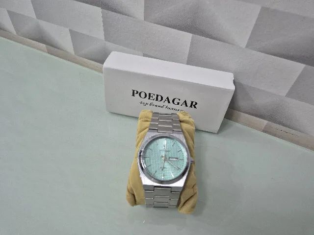 Relógio de pulso Poedagar 821 Silver Mint Blue com pulseira em aço - Foto 3