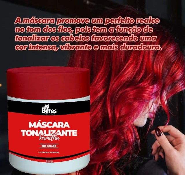 Máscara Red Marsala Bittes Hair 500 ml - Foto 3