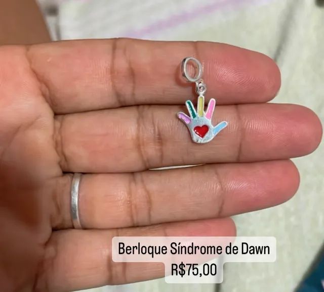 Berloque síndrome de Down em Prata 925 legítima