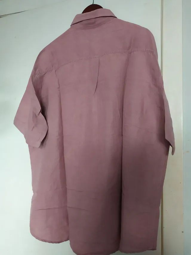 Camisa de linho rosa 46 - Foto 4