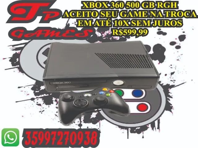 Xbox 360 Rgh E Lt 3.0 Hd 500gb Lotado De Jogos - Desconto no Preço