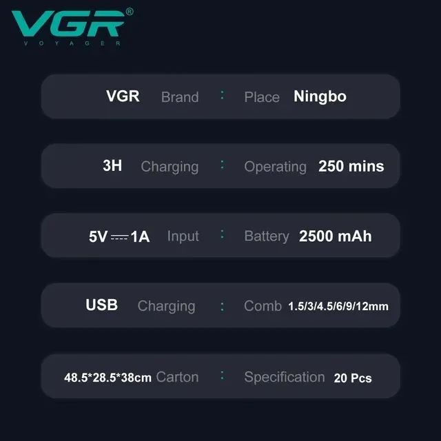 Máquina de Cortar Cabelo VGR V003 de 7000RPM e 9000RPM - Novo - Foto 6