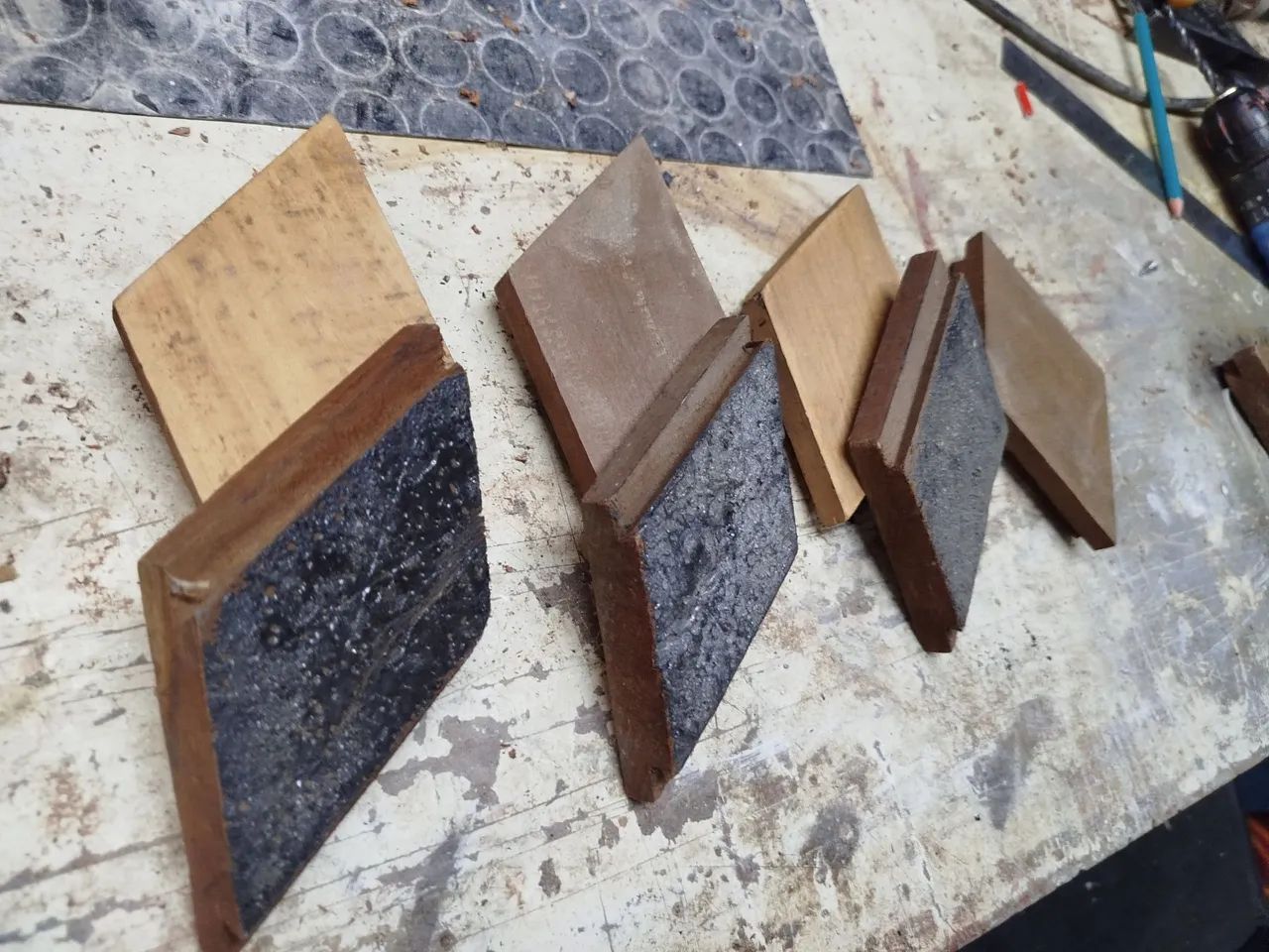 Tacos de madeira  Taco Peças de madeira em formato de diamante - Foto 3