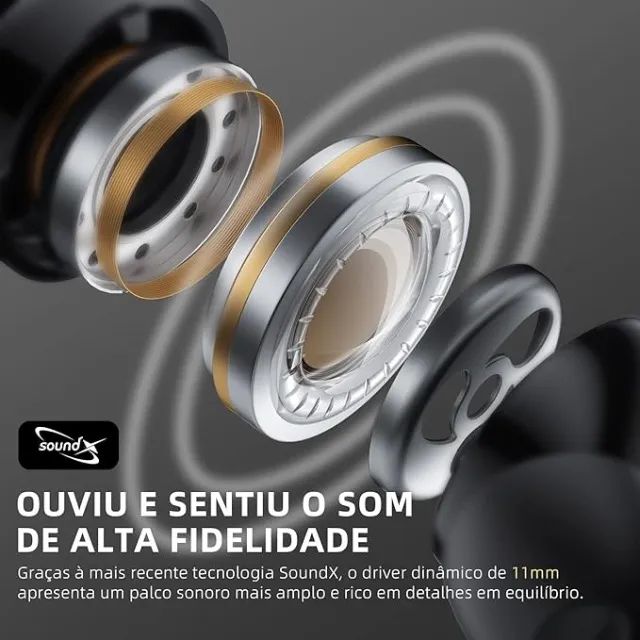 Fones De Ouvido Hero3 Sem Fio Bt Com 4 Microfones Preto - Foto 3