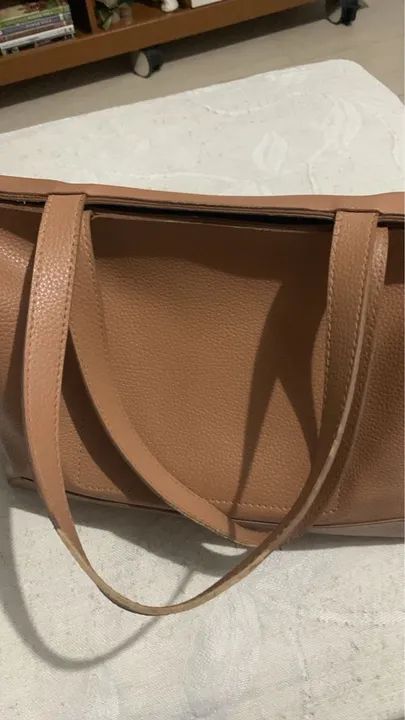 Bolsa Arezzo Giorno Marrom/Bege Grande - Foto 4