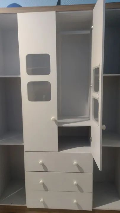 Guarda roupa infantil branco com bege  - Foto 2