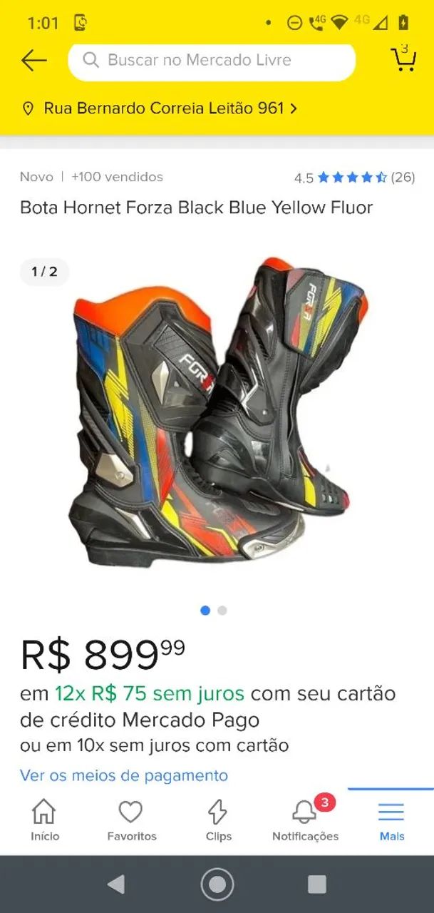 Bota Hornet Forza Black Blue Yellow Fluor