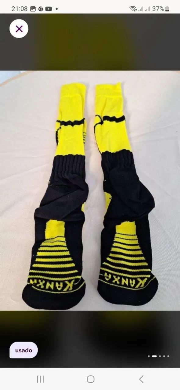 Meiao de Futebol kanxa - Amarelo e Preto - Foto 4