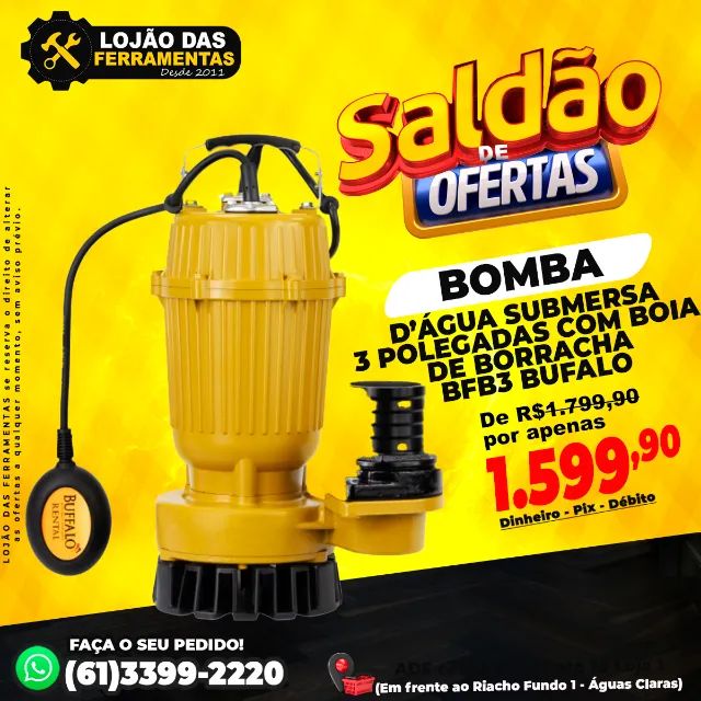 Bomba Dágua Submersa 3 Polegadas Com Boia de Borracha BFB3 Bufalo