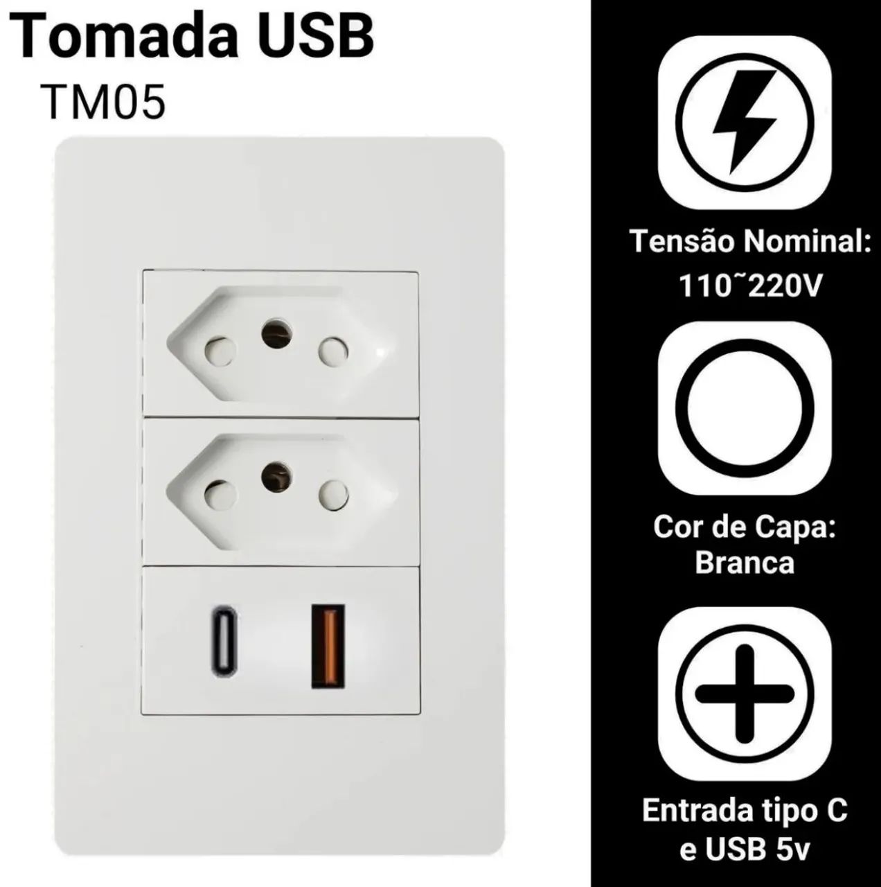 Tomada USB Dupla Nova