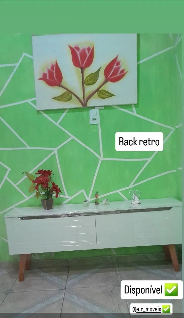Rack moderno branco com detalhes em madeira - Foto 4
