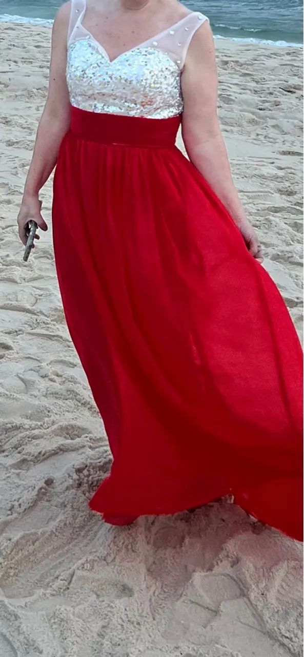 Vestido laranja longo para ocasião especial - Foto 3
