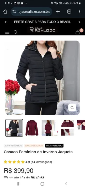 Casaco Feminino de Inverno Jaqueta