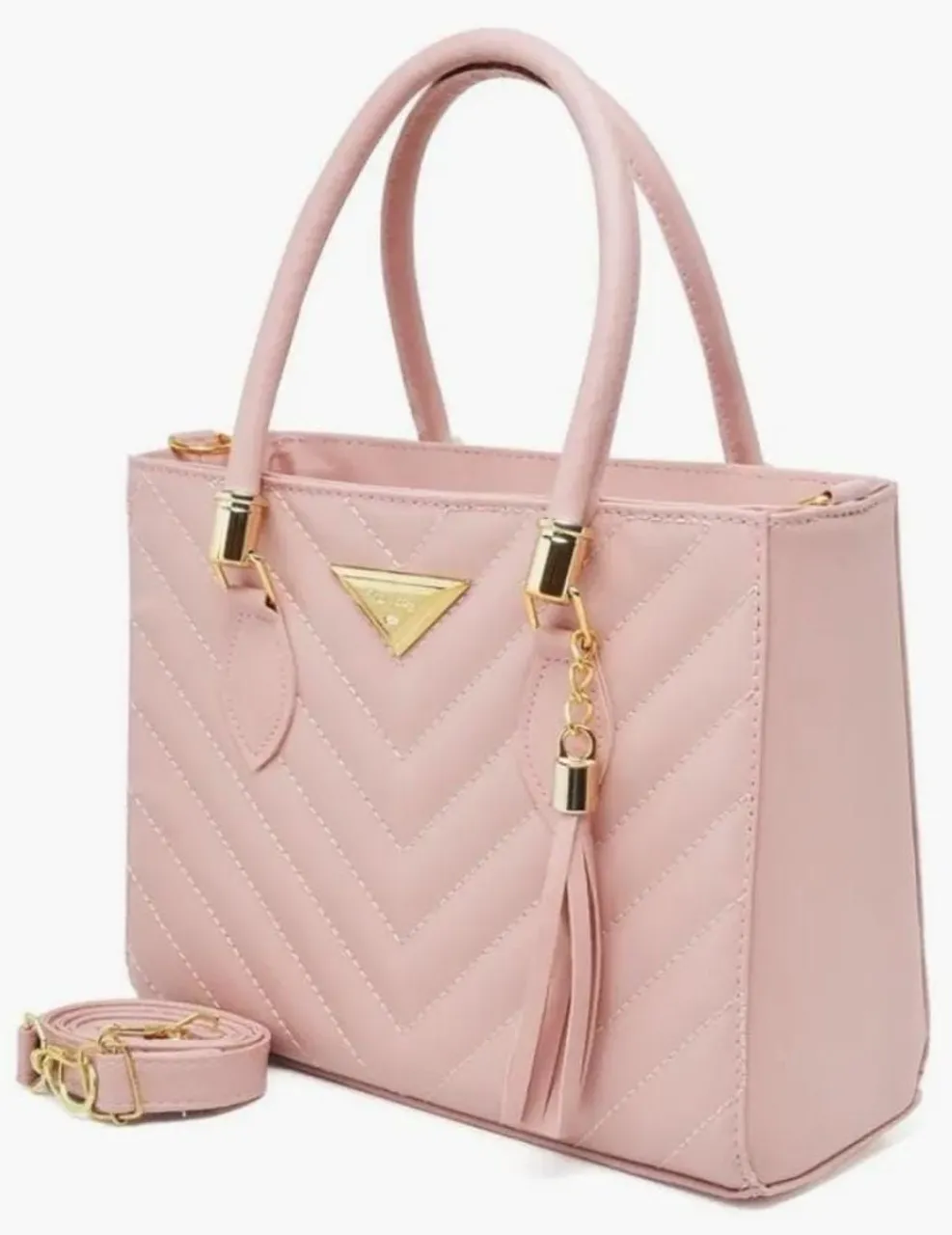 Linda Bolsa Rosa com Detalhes em Dourado - Elegância e Estilo!
