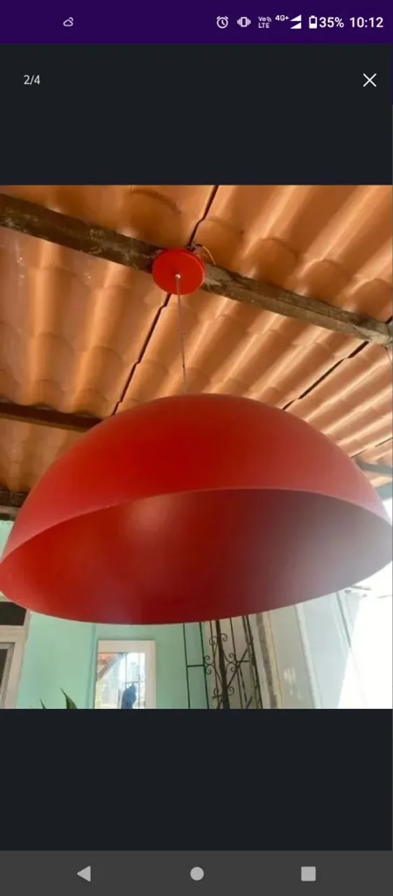 Luminária pendente vermelha kit c/3 unidades