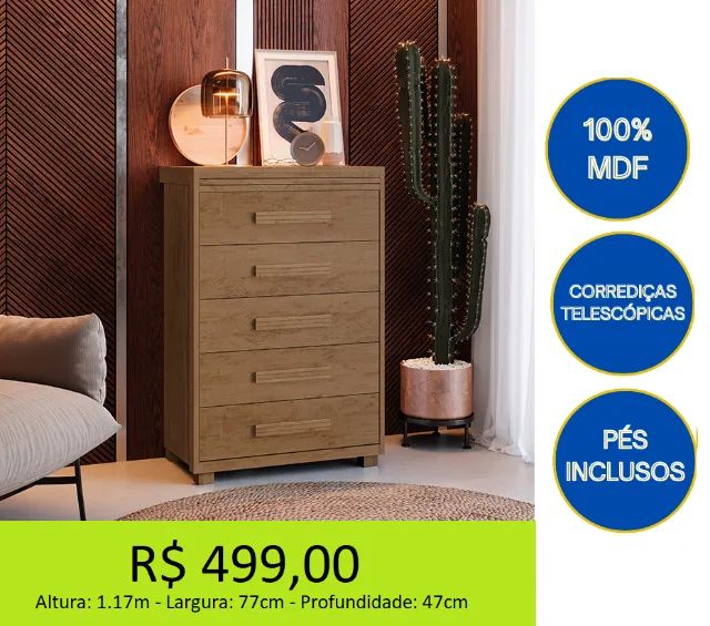 Comoda 100% MDF Com pés inclusos - reforço e qualidade  - Foto 2