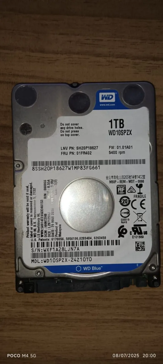 HDD WD Blue 2,5 para Notebook 1TB WD10SPZX