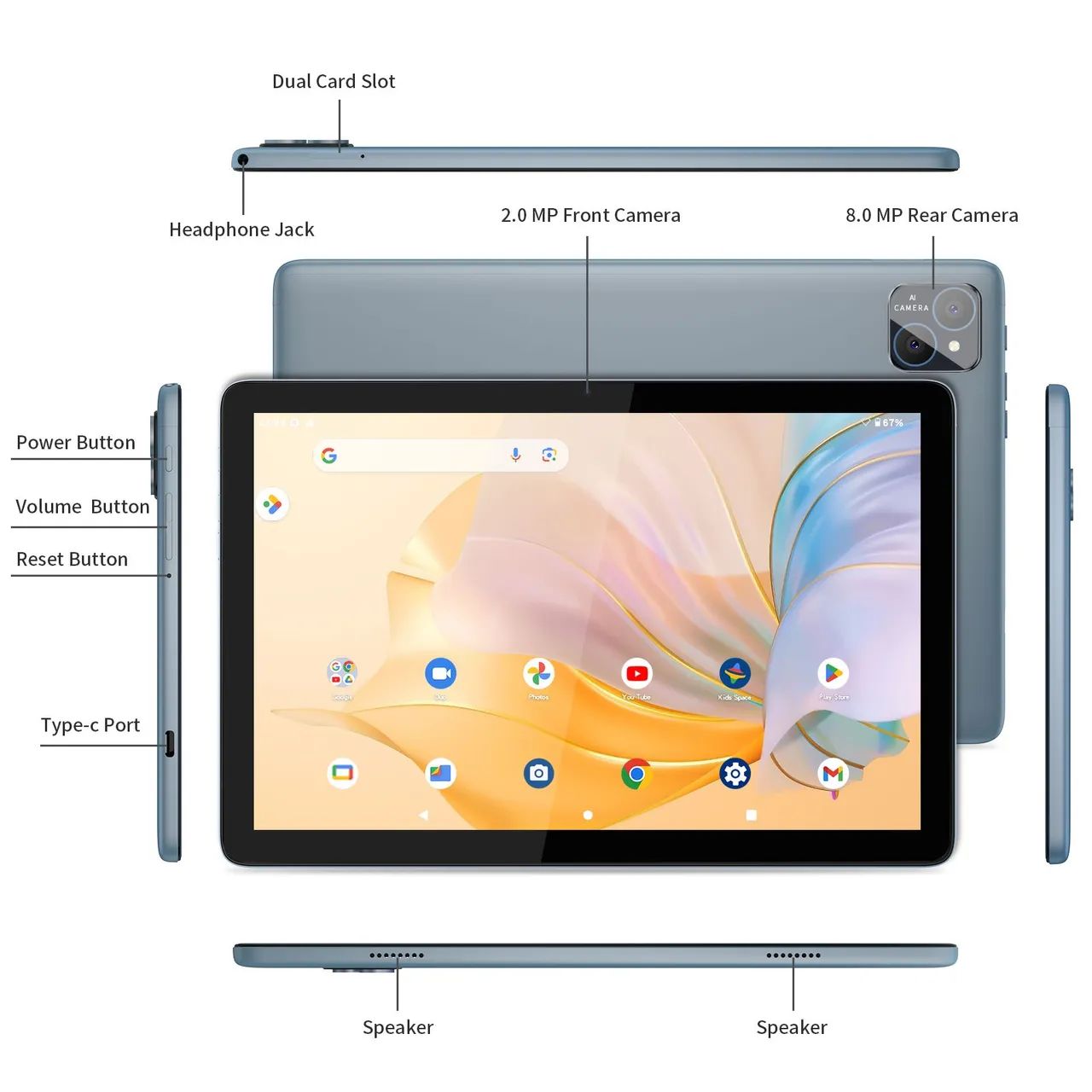 Tablet priton Android 14 8GB RAM 128GB ROM com Teclado e Mouse - Foto 2