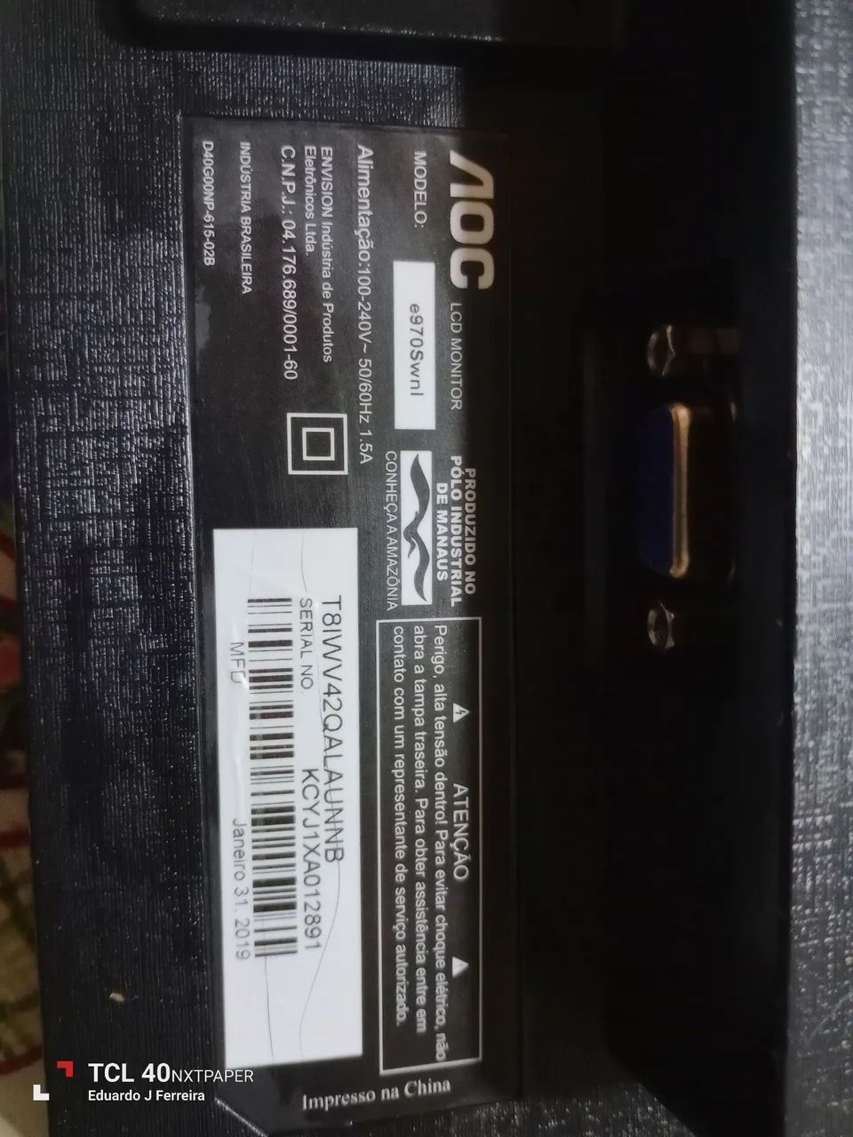 Monitor AOC não acompanha o pé 63824099519873123