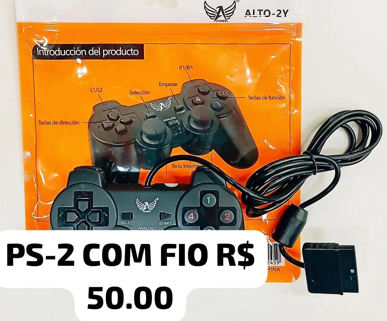 Controle PS2 com Fio - Novo - R$50,00