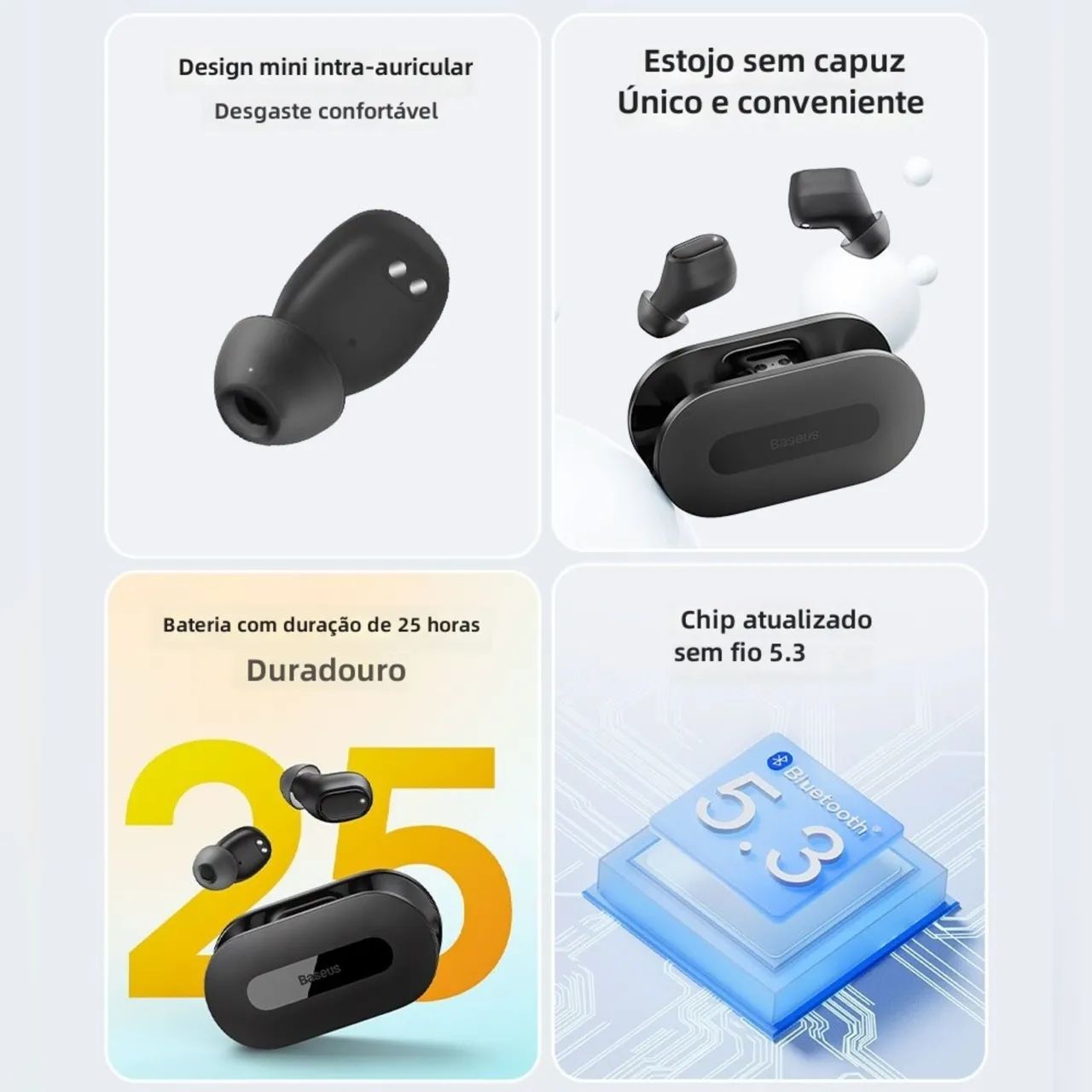 BASEUS BOWIE EZ10 TWS - Fone de Ouvido Bluetooth 5.3 - Foto 2