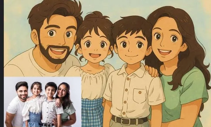 Ilustro foto da sua família e amigos Studio ghibli