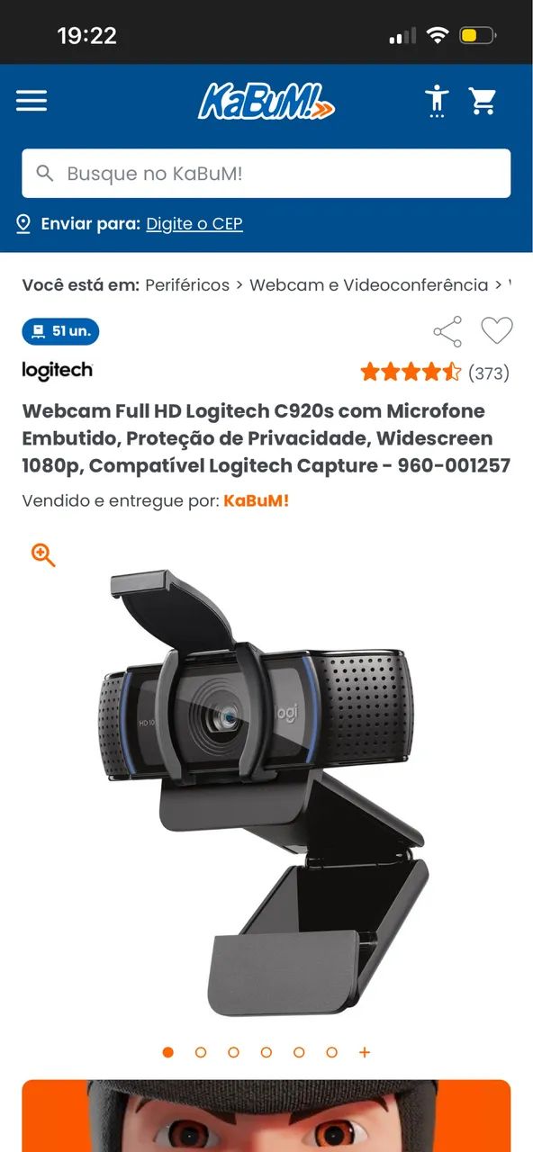 Webcam Logitech c920s 1080p