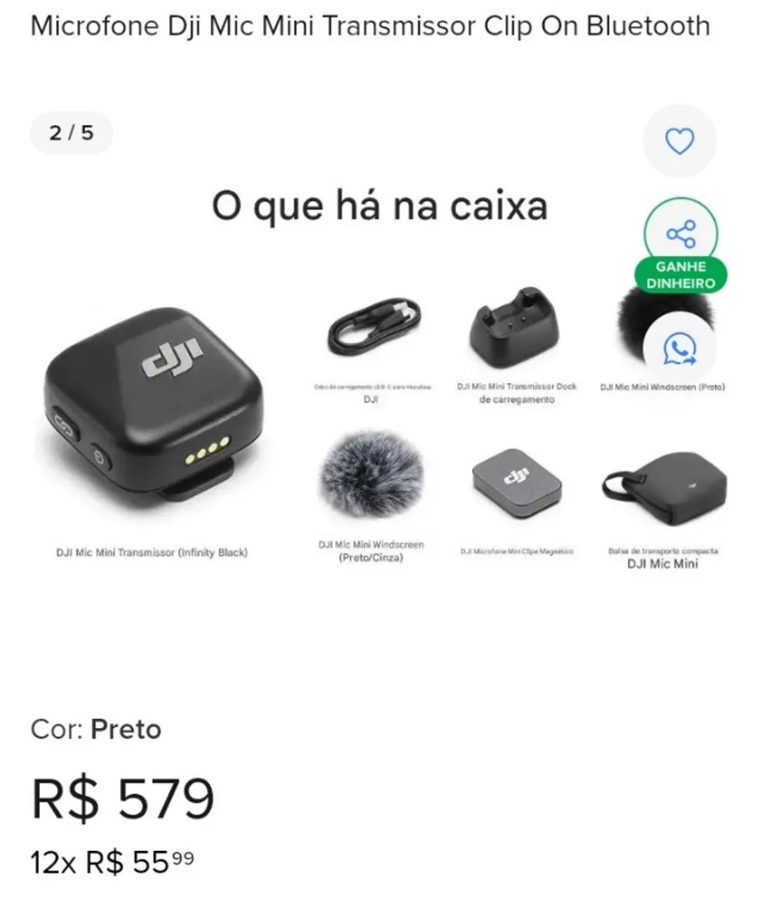 Microfone DJI Mic Mini 2 Transmitter LACRADO ZERO - Câmeras e