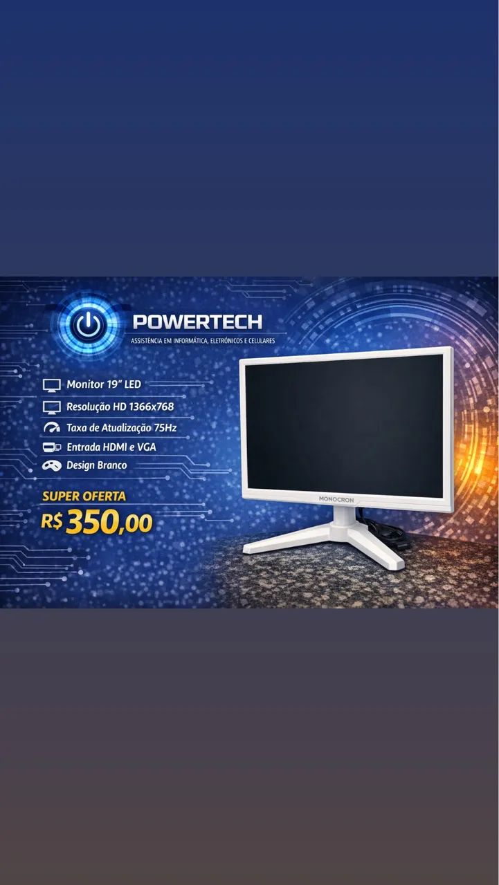 Monitor gamer 19? LED 75Hz branco