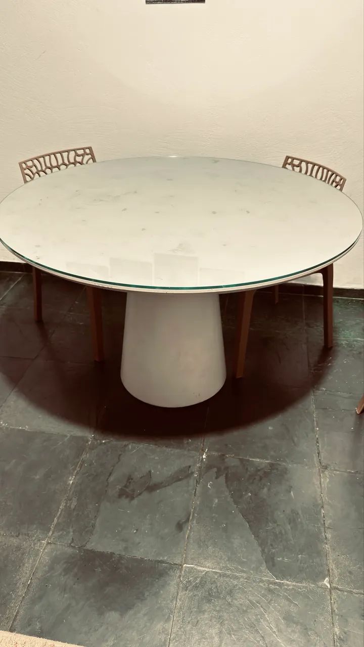 Mesa de Jantar Cone Redonda 120 cm Laca off white - Foto 2