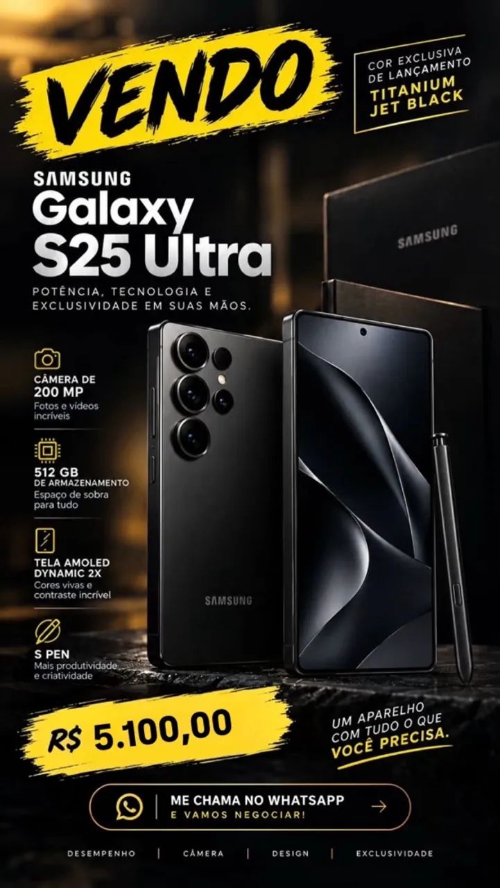 Samsung S25 Ultra - 512gb - Cox exclusiva: Jetblack - Celulares e