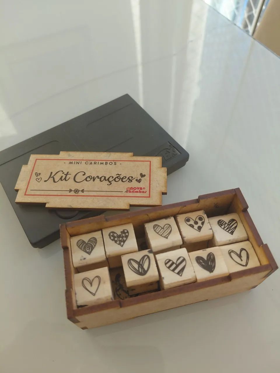 Kit mini carimbos + espuma de tinta 