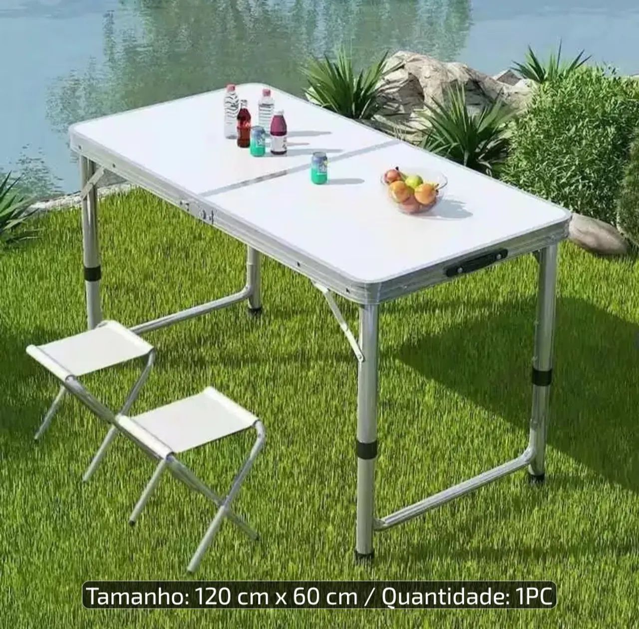 Mesa dobrável 1,20 m com +  banquinhos - Foto 5