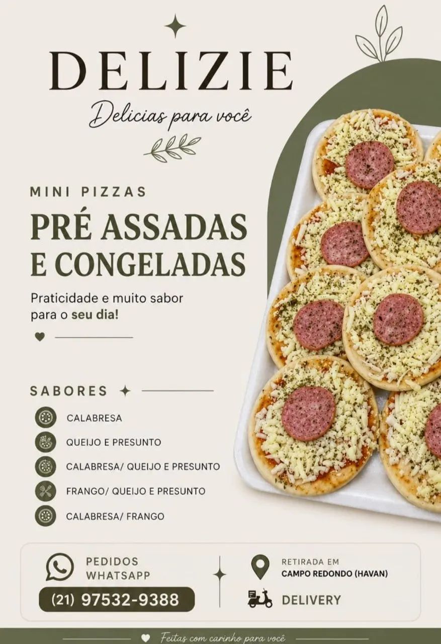 Mini Pizzas Congeladas e Pré Assadas