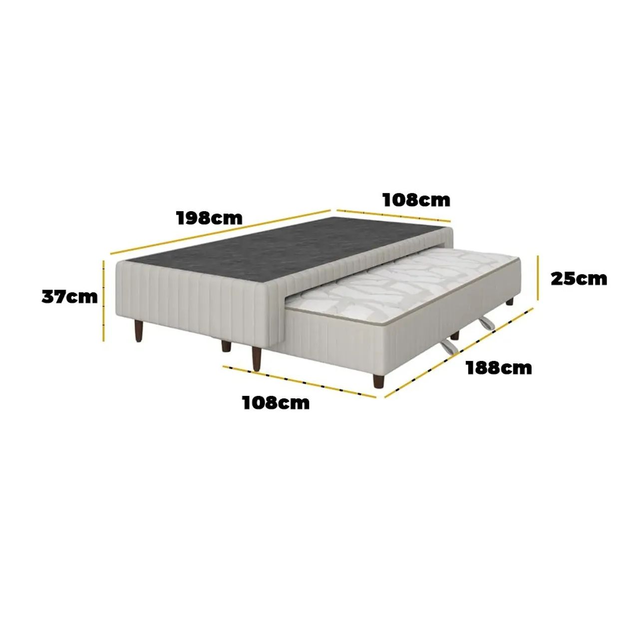 Base Box Solteiro com Cama Auxiliar Premium 37x198x108cm Plumatex / entrega hoje - Foto 3