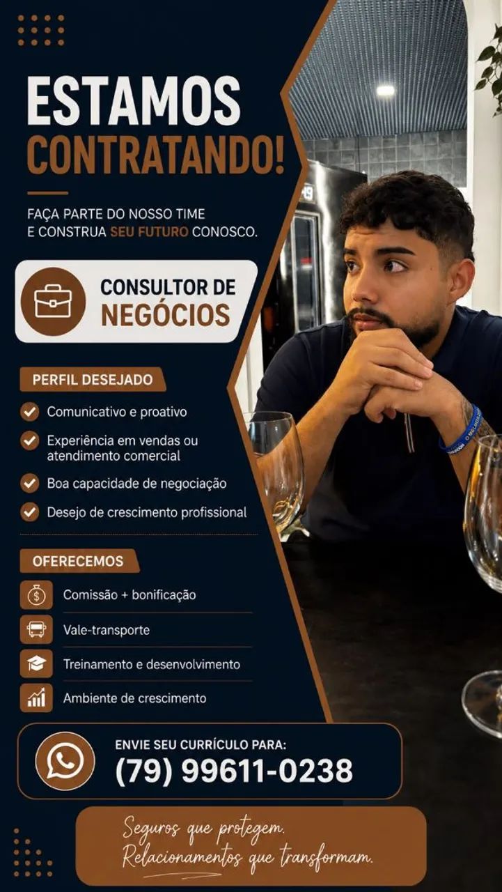 Vaga para consultor de vendas