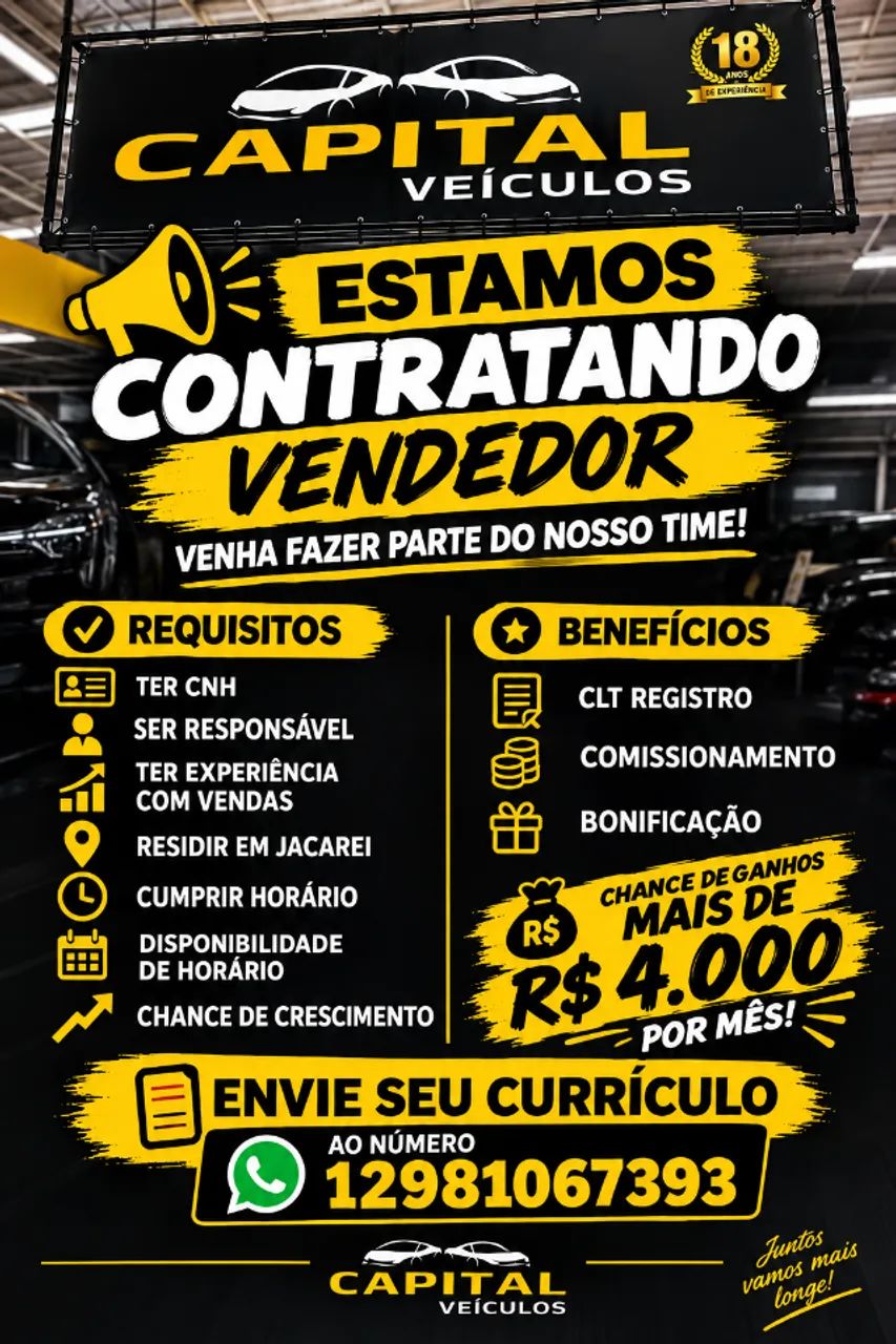 OPORTUNIDADE DE EMPREGO JACAREI!!!