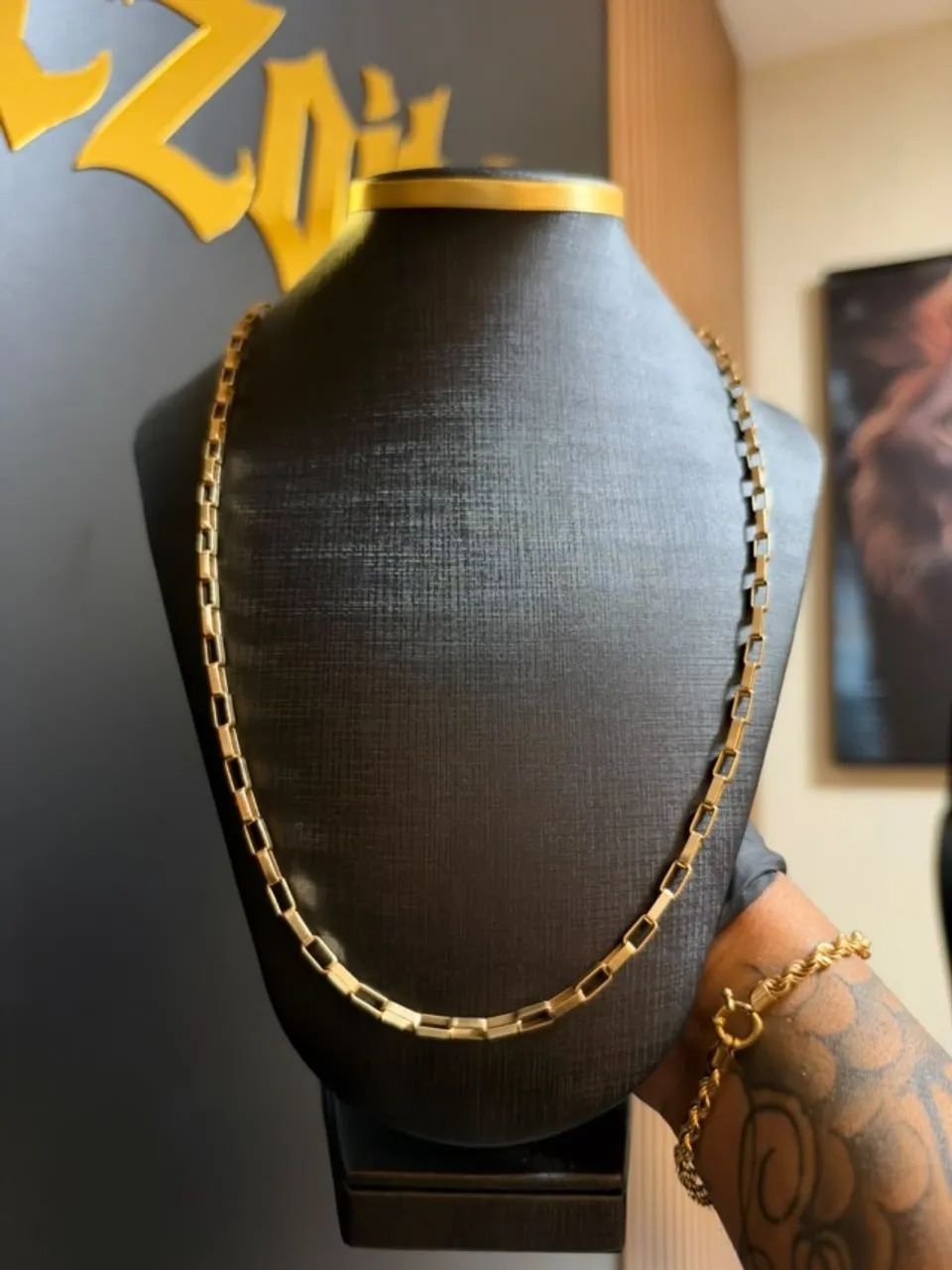 CORRENTE TIJOLO OURO 18K