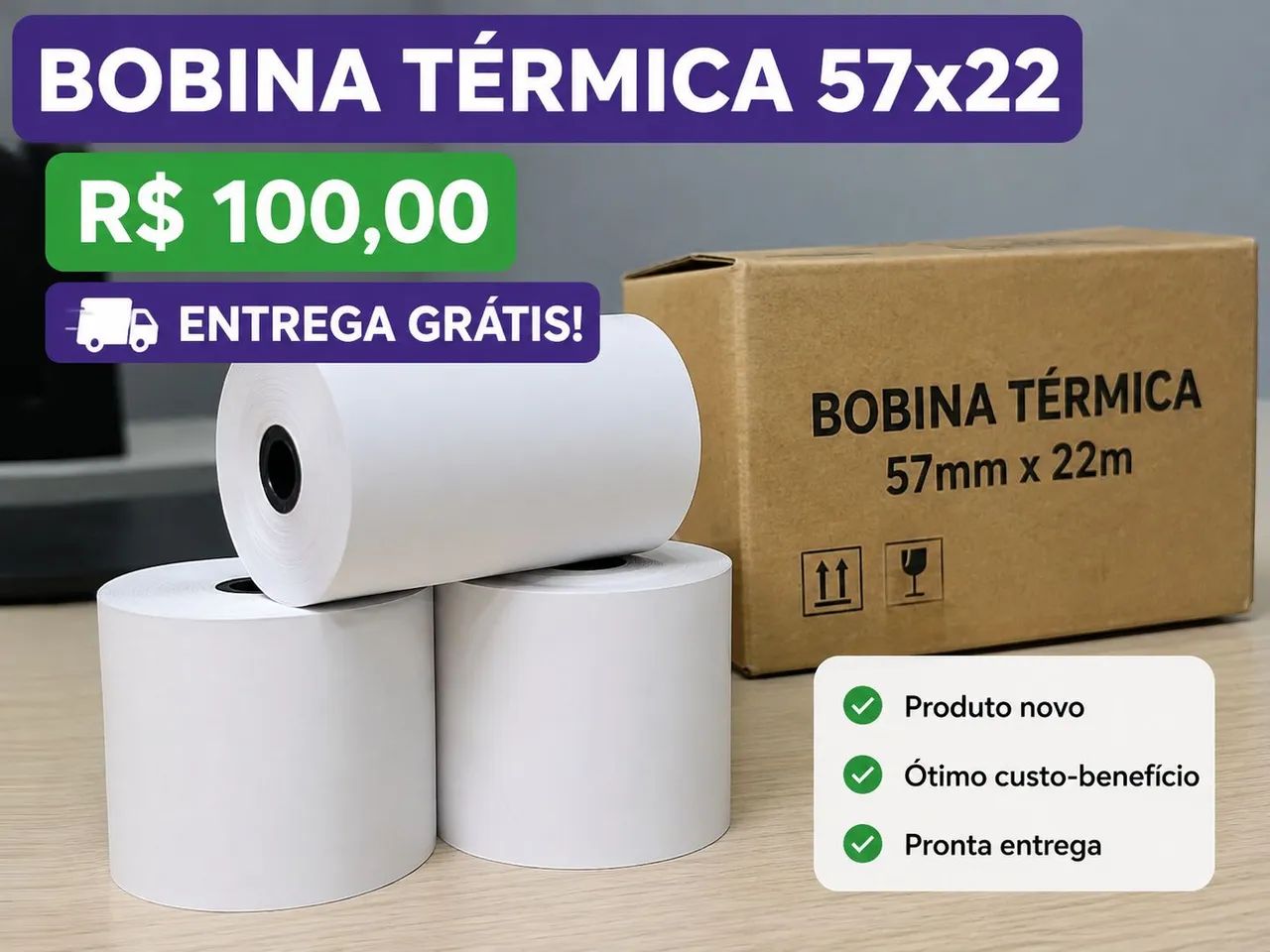 Bobina Térmica 57x22 (56 unidades) - Foto 2