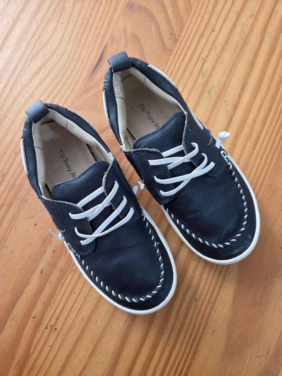 tip toey joey tênis modelo boat / mocassim couro legitimo azul br 27